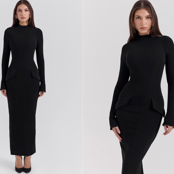 HOUSE OF CB 'Marie-Louise' Black Turtleneck Maxi Dress NWOT